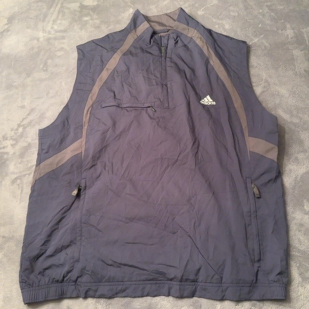 Adidas Vest Men XL Blue Quarter Zip Pullover Sport Athletic Golf Layer